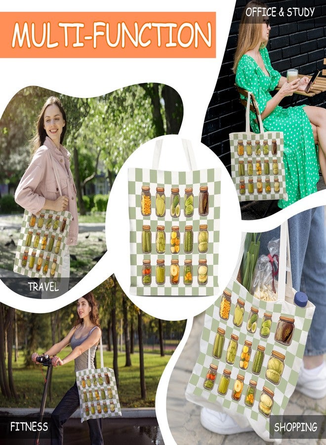 Levitatinyear Pickle Tote Bag for Women, Vintage Pickle Jar Farmers Market Tote, Tote Gift Bag for Pickle Lover, Pickled Food Enthusiasts Gifts, Pickles Shoulder Bag Gifts for Women Friends Sisters Colleagues -91 - Image 4